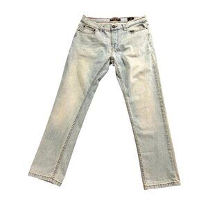 Ring of Fire Straight Leg Jeans Slim Fit Mid Rise Light Wash Blue Women W33XL30